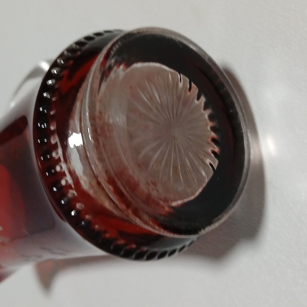 Ruby Red Stain Flash Glass Creamer to Clear Glass Handle Vintage 1907 - Picture 5 of 11